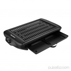 Excelvan Portable 1120W Electric Barbecue Grill Adjustable Temperature Settings Ideal for Indoor and Outdoor Use, Smokeless, Non-stick, Easy to Clean, Black